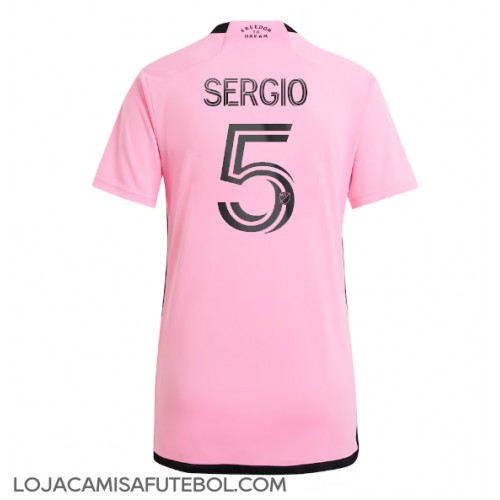 Camisa de Futebol Inter Miami Sergio Busquets #5 Equipamento Principal Mulheres 2024-25 Manga Curta